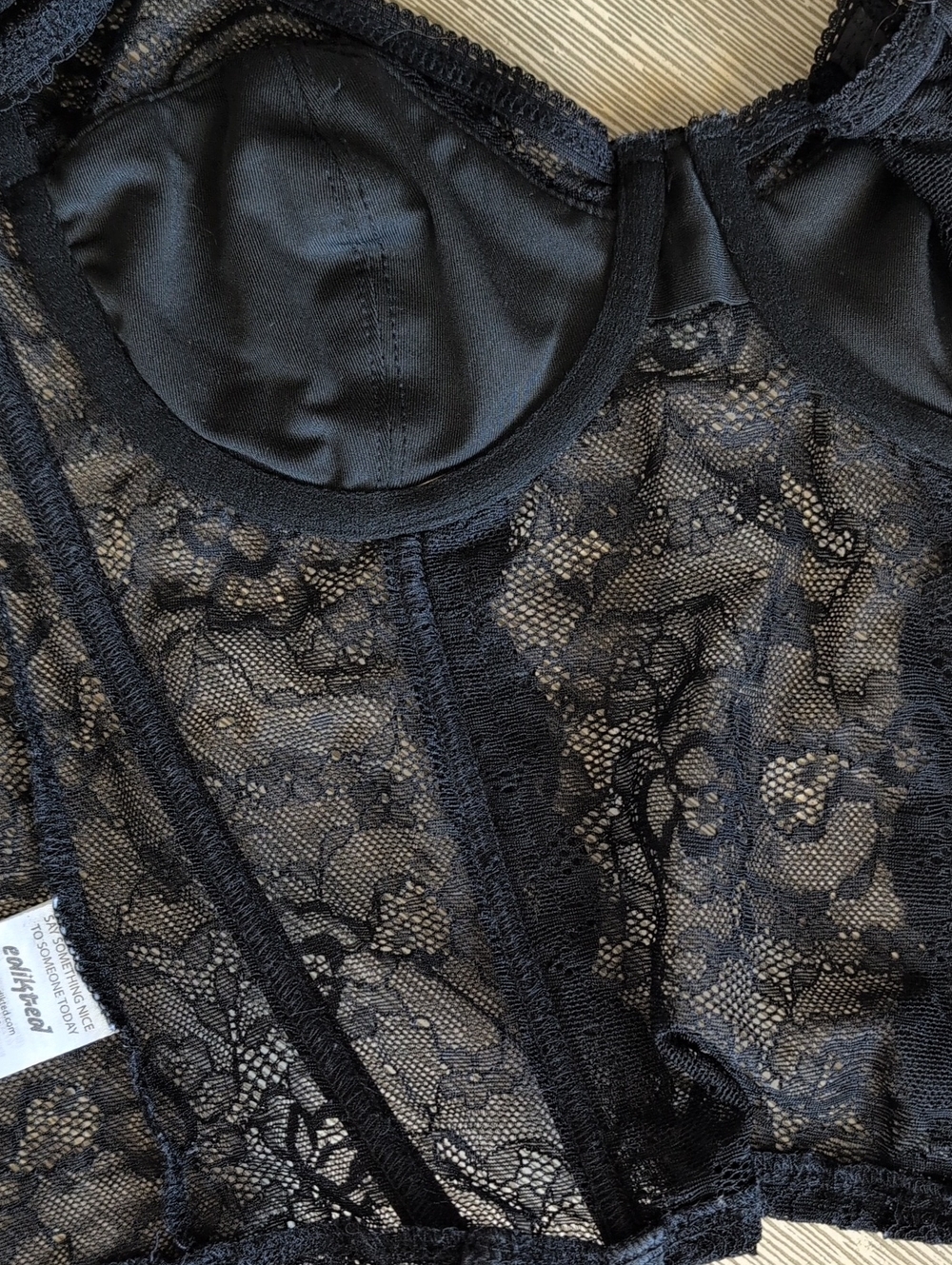 Edikted Black Lace Boned Bustier Corset Top - Small - Picture 8 of 9
